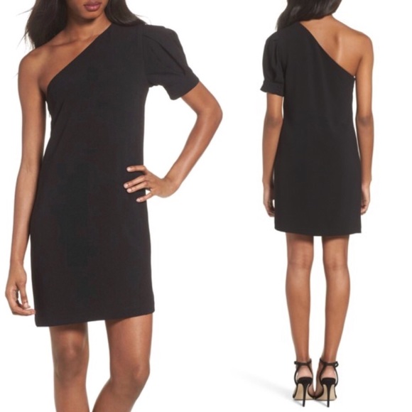 Black One Shoulder Shift Dress